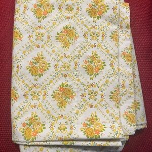 Sears Floral Pillowcase Pr Yellow Green Orange Cotton Poly Standard Vintage 70s